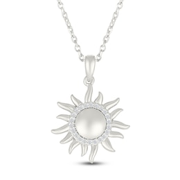 Diamond Sun Necklace 1/10 ct tw 10K White Gold 18"