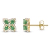 Thumbnail Image 1 of Pear-Shaped Natural Emerald & Diamond Flower Stud Earrings 1/4 ct tw 10K Yellow Gold