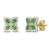 Thumbnail Image 2 of Pear-Shaped Natural Emerald & Diamond Flower Stud Earrings 1/4 ct tw 10K Yellow Gold