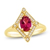 Thumbnail Image 1 of Oval-Cut Natural Brazilian Cruzeiro Pink Tourmaline & Diamond Frame Ring 1/10 ct tw 14K Yellow Gold
