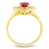 Thumbnail Image 2 of Oval-Cut Natural Brazilian Cruzeiro Pink Tourmaline & Diamond Frame Ring 1/10 ct tw 14K Yellow Gold