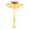 Thumbnail Image 3 of Oval-Cut Natural Brazilian Cruzeiro Pink Tourmaline & Diamond Frame Ring 1/10 ct tw 14K Yellow Gold