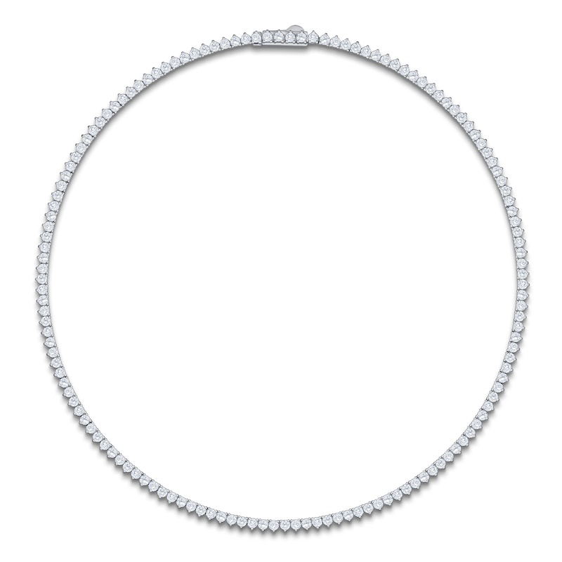 Main Image 1 of Lab-Grown Diamond Tennis Necklace 12 ct tw 14K White Gold 17"