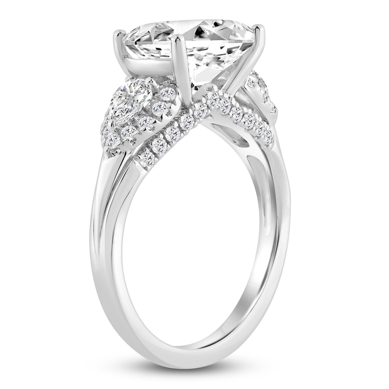 Main Image 2 of Oval-Cut Lab-Grown Diamond East-West Engagement Ring 3-3/4 ct tw 14K White Gold