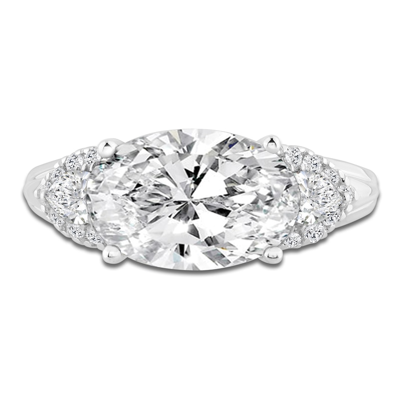 Main Image 3 of Oval-Cut Lab-Grown Diamond East-West Engagement Ring 3-3/4 ct tw 14K White Gold
