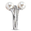 Thumbnail Image 2 of Cultured Pearl & White Lab-Created Sapphire Bypass Ring Sterling Silver