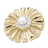 Thumbnail Image 3 of Men's Cultured Pearl & White Lab-Created Sapphire Sun Brooch 18K Yellow Gold-Plated Sterling Silver