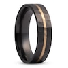 Thumbnail Image 2 of Men's Hammered Stripe Wedding Band Matte Black Zirconium & 14K Yellow Gold 6mm