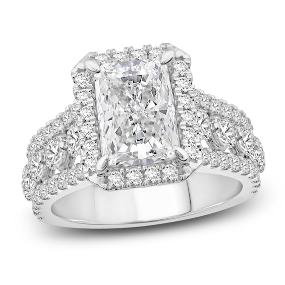 Radiant-Cut Lab-Grown Diamond Halo Engagement Ring 4-1/2 ct tw 14K White Gold
