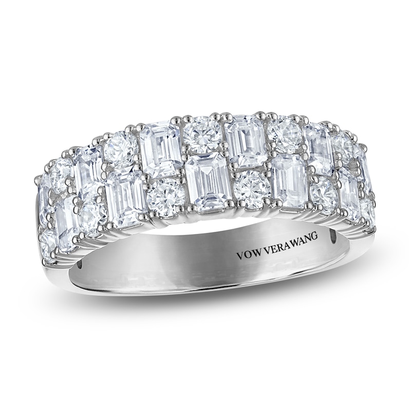 Main Image 1 of Vera Wang VOW Round & Emerald-Cut Lab-Grown Diamond Anniversary Ring 2 ct tw 14K White Gold