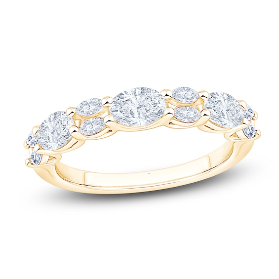 Marquise & Oval-Cut Lab-Grown Diamond Anniversary Ring 3/4 ct tw 14K Yellow Gold