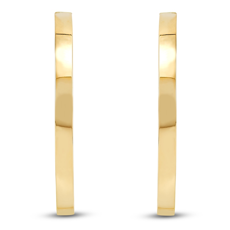 Main Image 3 of Square Tube Hoop Earrings 30mm Hollow 14K Yellow Gold