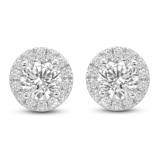 Jared Signature Lab-Grown Diamond Halo Stud Earrings 1-1/2 ct tw 14K White Gold