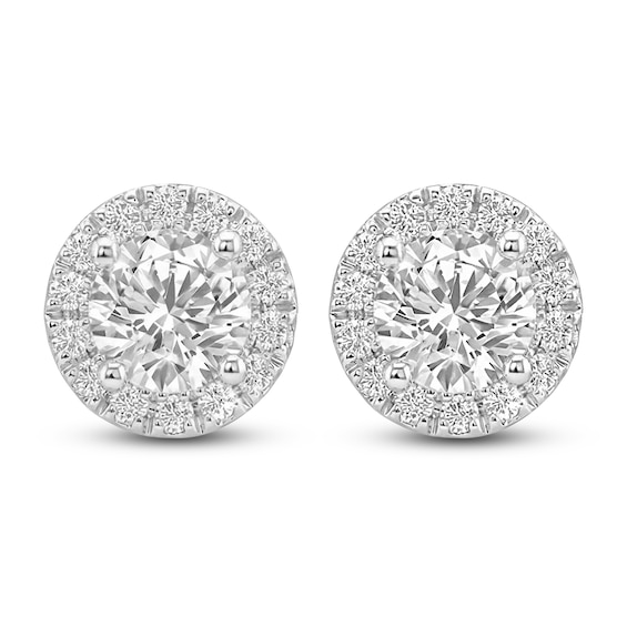 Jared Signature Lab-Grown Diamond Halo Stud Earrings 2 ct tw 14K White Gold