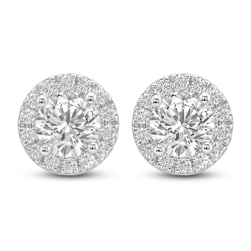 Main Image 1 of Jared Signature Lab-Grown Diamond Halo Stud Earrings 2 ct tw 14K White Gold