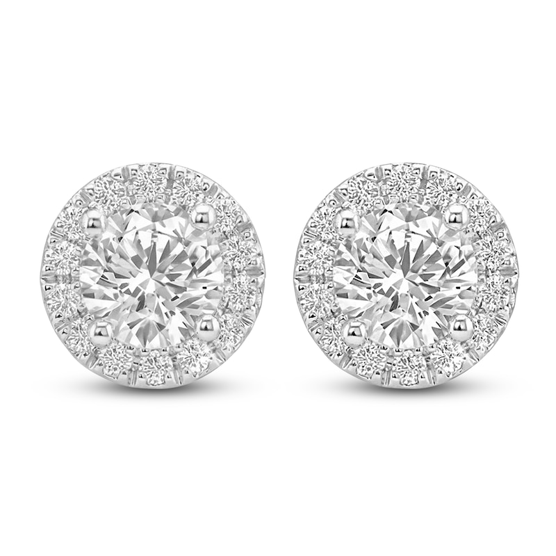 Main Image 2 of Jared Signature Lab-Grown Diamond Halo Stud Earrings 2 ct tw 14K White Gold