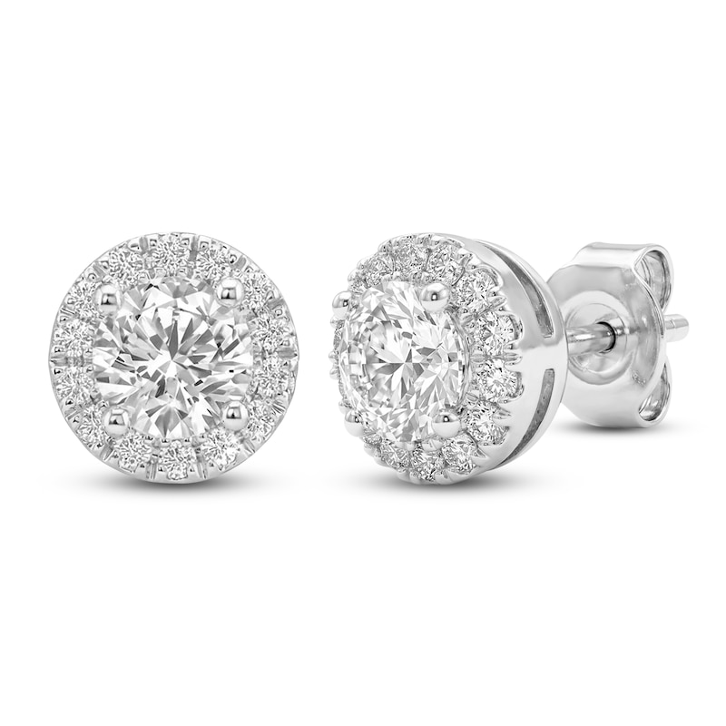 Main Image 3 of Jared Signature Lab-Grown Diamond Halo Stud Earrings 2 ct tw 14K White Gold