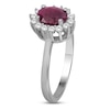 Thumbnail Image 2 of Oval-Cut Certified Natural Ruby & Diamond Starburst Halo Ring 1/5 ct tw 14K White Gold