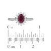 Thumbnail Image 3 of Oval-Cut Certified Natural Ruby & Diamond Starburst Halo Ring 1/5 ct tw 14K White Gold