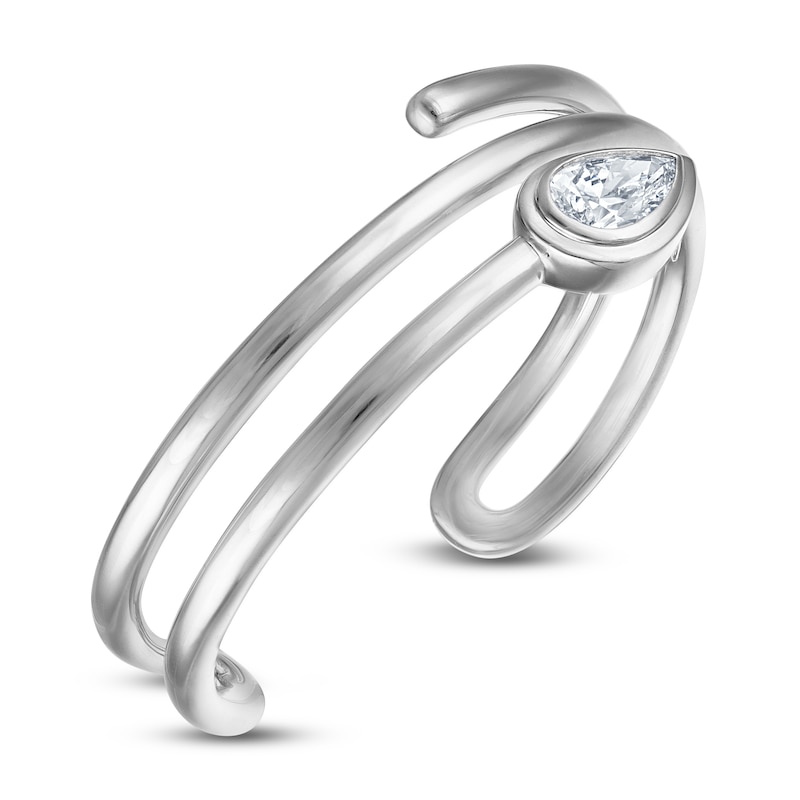 Main Image 1 of Jared Signature Pear-Shaped Lab-Grown Diamond Bezel-Set Orbit Cuff Bracelet 3 ct tw Sterling Silver