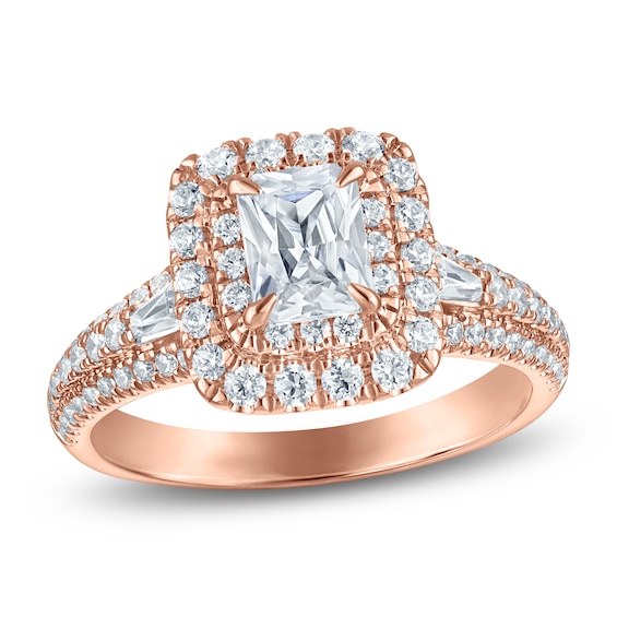 Chosen Certified Radiant-Cut Diamond Double-Halo Engagement Ring 1-1/5 ct tw 14K Rose Gold