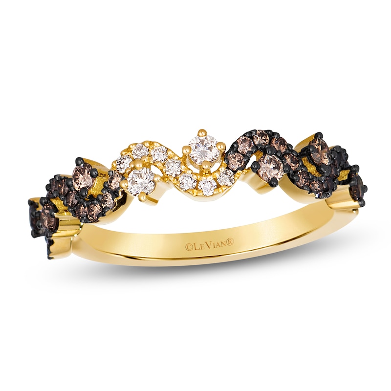 Main Image 1 of Le Vian Chocolate Ombré Diamond Wavy Ring 1/2 ct tw 14K Honey Gold