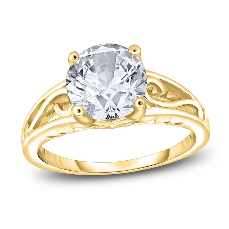 Main Image 1 of Diamond Solitaire Scroll Engagement Ring 1-1/2 ct tw Round 14K Yellow Gold (I2/I)