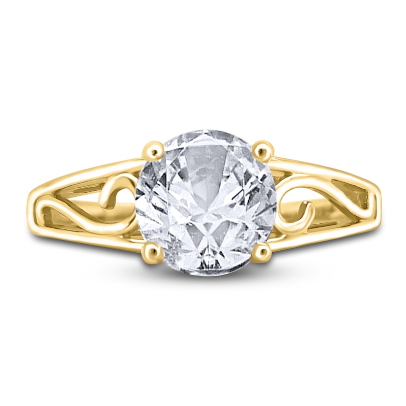 Main Image 3 of Diamond Solitaire Scroll Engagement Ring 1-1/2 ct tw Round 14K Yellow Gold (I2/I)