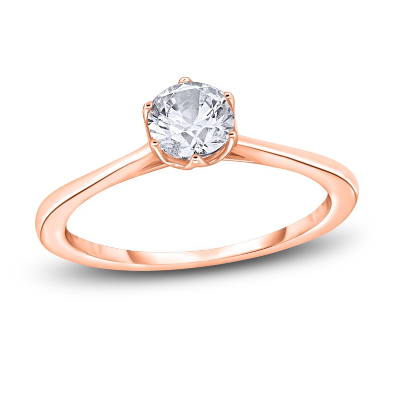 Main Image 1 of Diamond Cathedral Solitaire Engagement Ring 1/2 ct tw Round 14K Rose Gold (I2/I)
