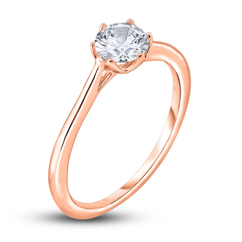 Main Image 2 of Diamond Cathedral Solitaire Engagement Ring 1/2 ct tw Round 14K Rose Gold (I2/I)