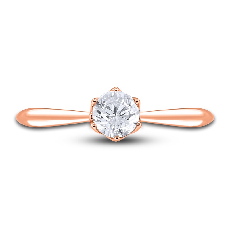 Main Image 3 of Diamond Cathedral Solitaire Engagement Ring 1/2 ct tw Round 14K Rose Gold (I2/I)