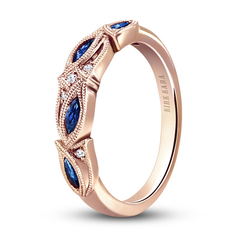 Main Image 2 of Kirk Kara Natural Blue Sapphire Anniversary Band Diamond Accents 14K Rose Gold