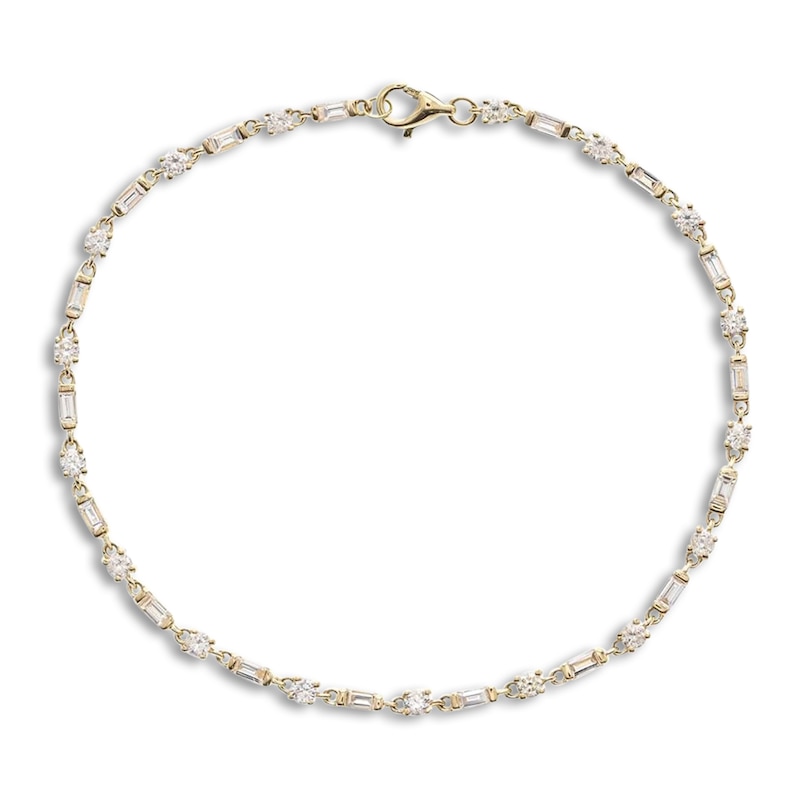 Main Image 1 of Diamond Tennis Bracelet 1-7/8 ct tw Round/Baguette 14K Yellow Gold 7.25"