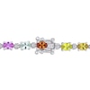 Thumbnail Image 2 of Multi-Color Lab-Created Sapphire Tennis Necklace Sterling Silver 16"