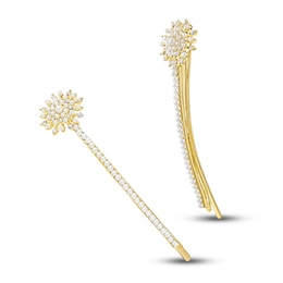 Kenneth Jay Lane Simulated Pearl Hair Pin Crystal/Yellow Gold-Plated Brass