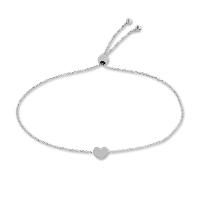 Heart Center Bolo Bracelet 14K White Gold