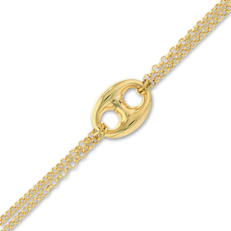 Main Image 2 of Puffy Mariner Rolo Chain Bracelet 14K Yellow Gold 7.5"