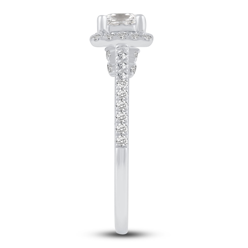 Main Image 3 of Diamond Engagement Ring 3/4 ct tw Princess/Round 14K White Gold
