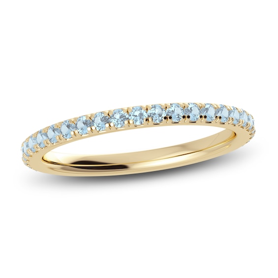 Juliette Maison Natural Aquamarine Eternity Ring 10K Yellow Gold