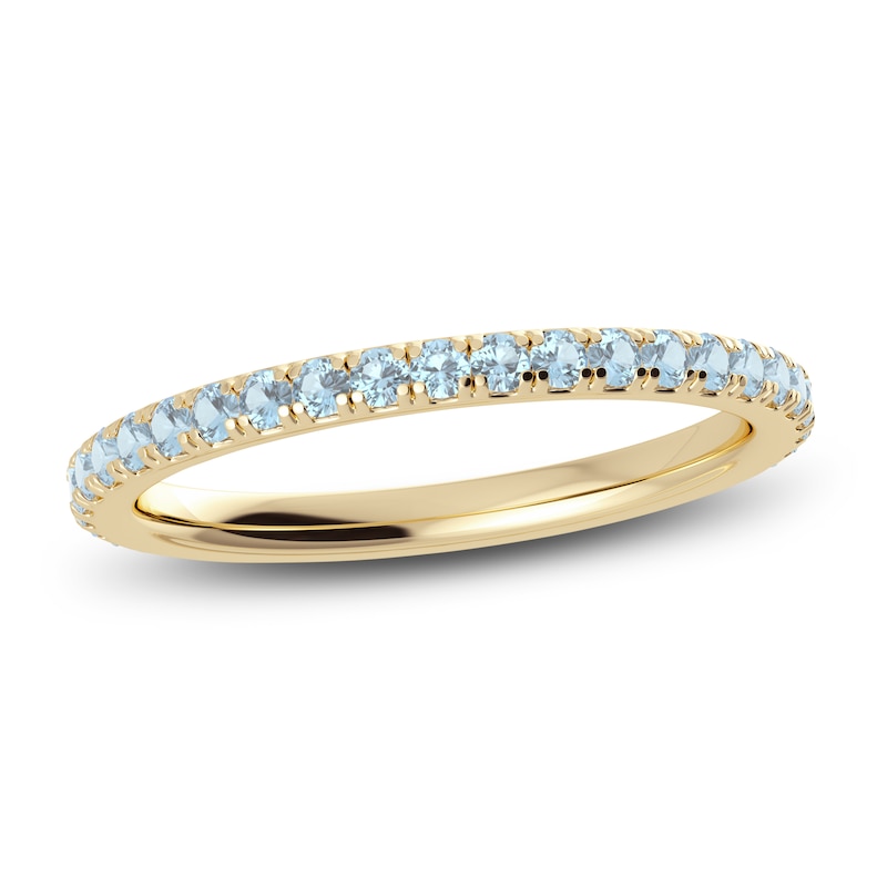 Main Image 1 of Juliette Maison Natural Aquamarine Eternity Ring 10K Yellow Gold