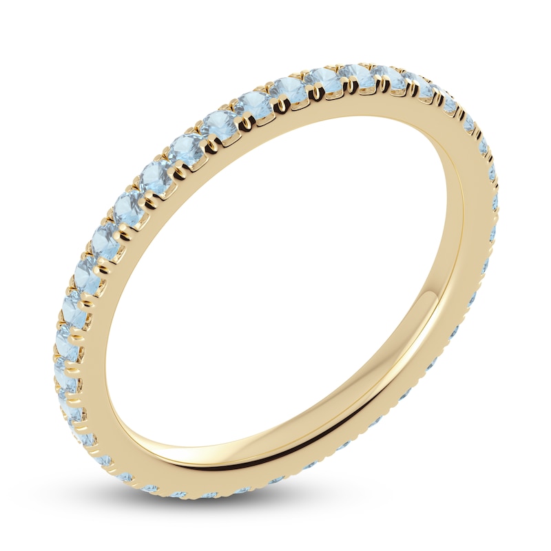 Main Image 2 of Juliette Maison Natural Aquamarine Eternity Ring 10K Yellow Gold