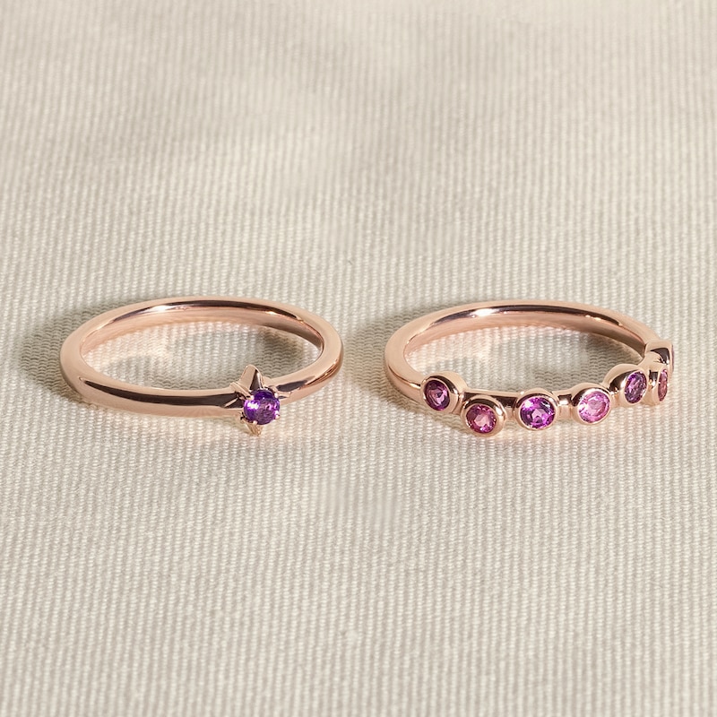 Main Image 4 of Juliette Maison Natural White Sapphire & Natural Blue Sapphire Ring 10K Rose Gold