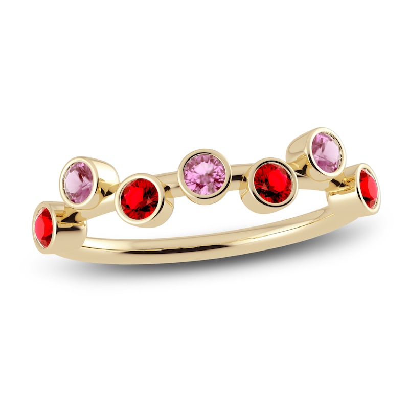 Main Image 1 of Juliette Maison Natural Pink Tourmaline & Natural Ruby Ring 10K Yellow Gold
