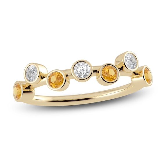 Juliette Maison Natural White Sapphire & Natural Citrine Ring 10K Yellow Gold