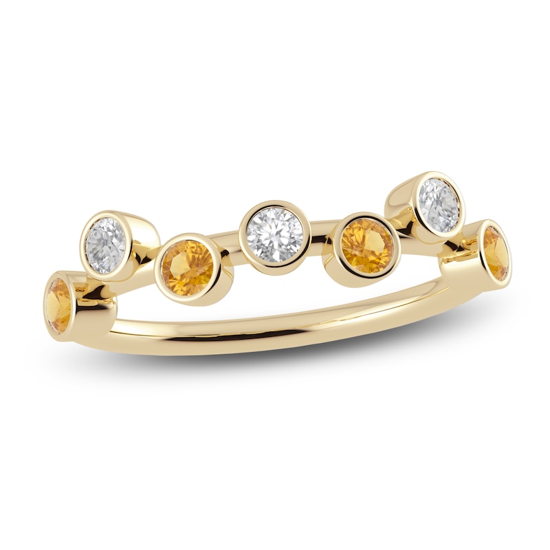 Main Image 1 of Juliette Maison Natural White Sapphire & Natural Citrine Ring 10K Yellow Gold