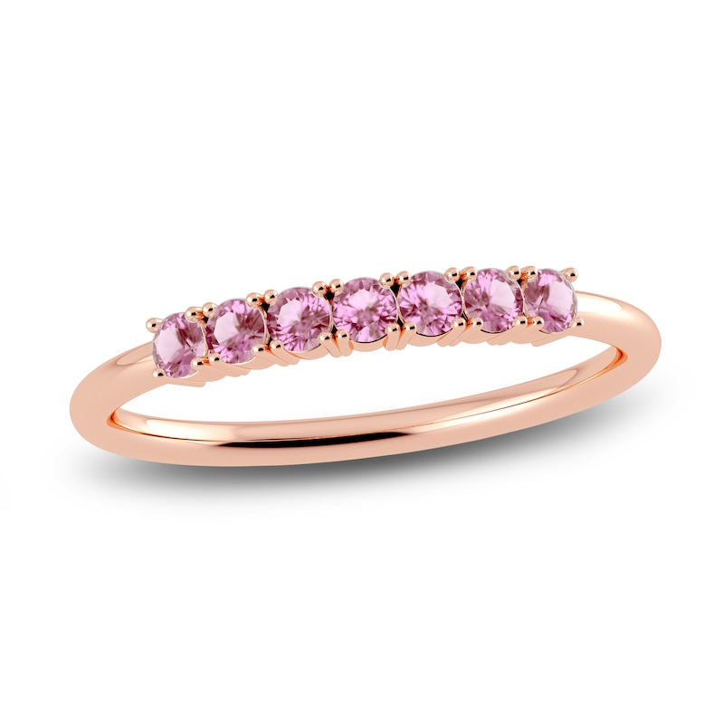 Main Image 1 of Juliette Maison Natural Pink Tourmaline Half Eternity Ring 10K Rose Gold