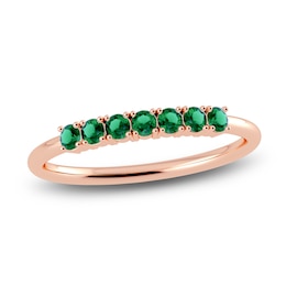 Juliette Maison Natural Emerald Half Eternity Ring 10K Rose Gold