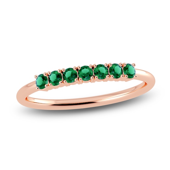 Juliette Maison Natural Emerald Half Eternity Ring 10K Rose Gold
