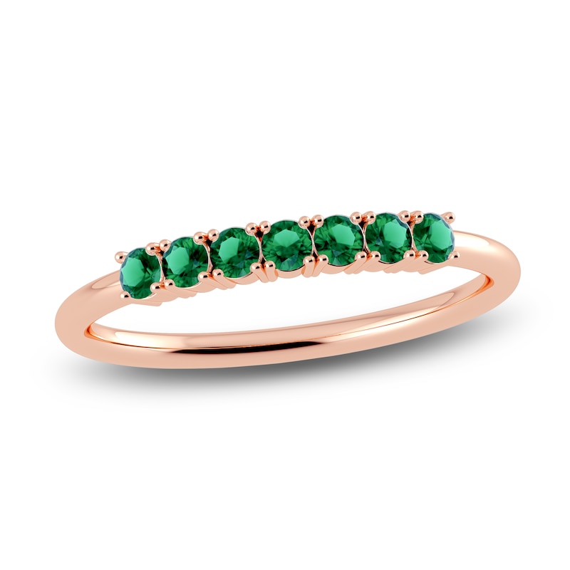 Main Image 1 of Juliette Maison Natural Emerald Half Eternity Ring 10K Rose Gold