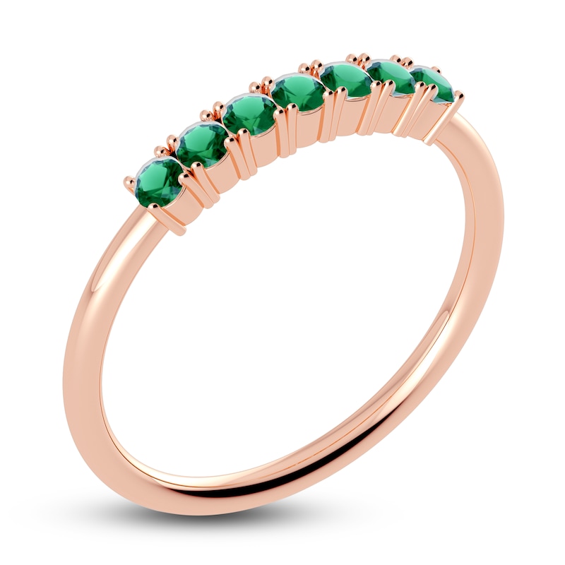 Main Image 2 of Juliette Maison Natural Emerald Half Eternity Ring 10K Rose Gold